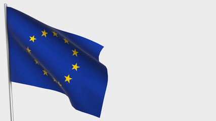 European Union waving flag illustration on flagpole.