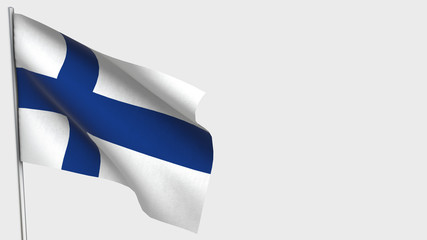 Finland waving flag illustration on flagpole.