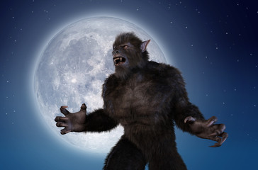 Wolf Beast with Full Moon © AlienCat