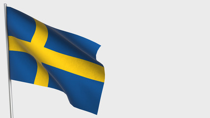 Sweden waving flag illustration on flagpole.