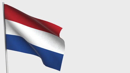 The Netherlands waving flag illustration on flagpole.