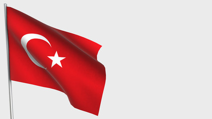 Turkey waving flag illustration on flagpole.