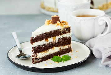 Chocolate cake. selective focus.