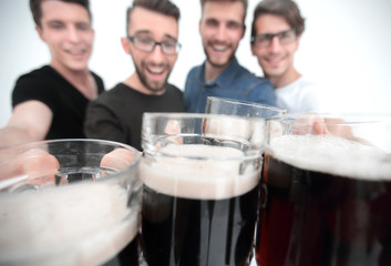 stylized photo .group of friends with beer mugs