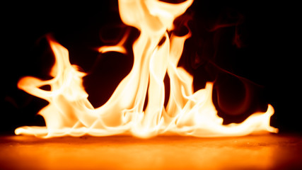 Fire on black background.