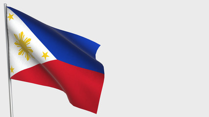 Philippines waving flag illustration on flagpole.