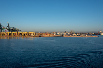 View of the port of valencia spain at sunset