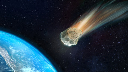3d illustration asteroid towards to the Earth D © Marcos Silva