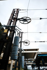 Steel power station mechanism in Ostend Central train station, Belgium
