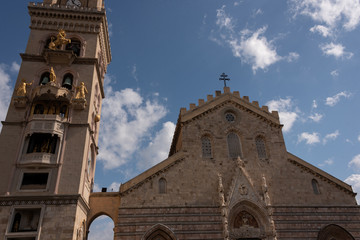 cathedral of Messina with the facade and the bell tower on the large square