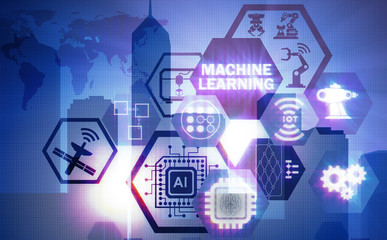 Concept of modern IT technology with machine learning