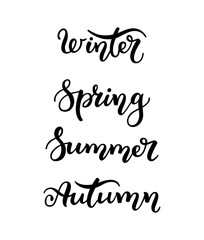 Hand lettering. Seasons: winter, spring, summer, autumn.