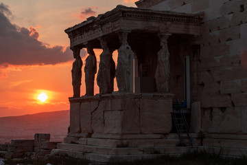 sunset at ruins of ancient city
