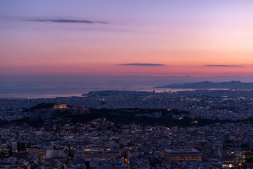 purple sunset over the city