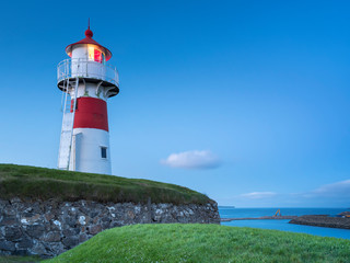 Fototapeta na wymiar view to lighthouse in the capital of Faroe islands in the night Big size