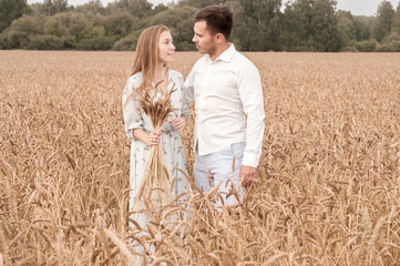 Naklejka na ściany i meble Love Story in a Wheat Field