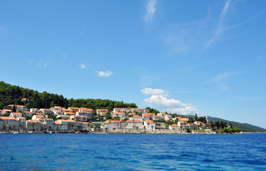 Fototapeta na wymiar Landscape of the ancient city of Korcula in the Adriatic sea, off the coast of Croatia.