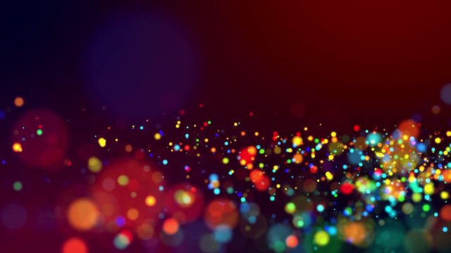 Abstract glitter 4k background with shining bokeh, sparkling multi colored particles for bright festive event. Use luma matte as alpha channel. Shallow depth of field. 8