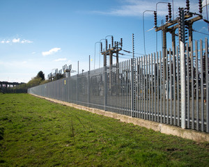 Electricity generating substation and connection to high voltage power lines.