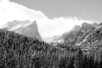 Black and white scenery in Rocky Mountain National Park