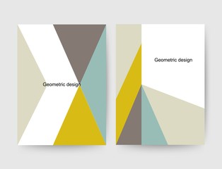 Modern geometric cover designs with triangles, shapes. Template for card, flyer, invitation, party, birthday, wedding, print advertising. eps 10