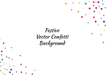 Festive color round confetti background. Abstract frame confetti texture for holiday, postcard, poster, website, carnivals, birthday and children's parties. Cover confetti mock-up. Wedding card layout