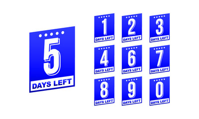 Number 1, 2, 3, 4, 5, 6, 7, 8, 9, 10 of days left Collection badges sale and promo