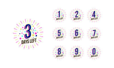 Number 1, 2, 3, 4, 5, 6, 7, 8, 9, 10 of days left Collection badges sale and promo