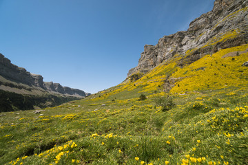 Summer in Ordesa and Monte Perdido National Park, beautiful landscape in the Spanish Pyrenees