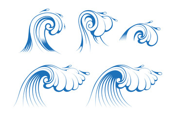 Obraz premium Background for Surfing and Seascape. Sea and Ocean Waves. Splash and Gale. Vector graphics to design.
