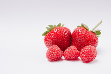 red tasty strawberries on a white background