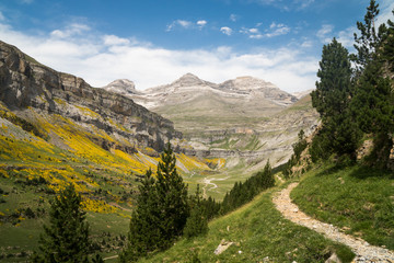 Summer in Ordesa and Monte Perdido National Park, beautiful landscape in the Spanish Pyrenees