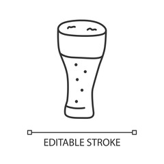 Light beer glass linear icon. Traditional harmful alcohol beverage thin line illustration. Bar, pub, tavern contour symbol. Unhealthy drink, lager vector isolated outline drawing. Editable stroke