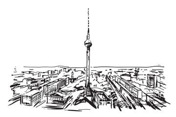 Rysynek ręcznie rysowany. Wieża w Berlinie © Edwardkarczmarski