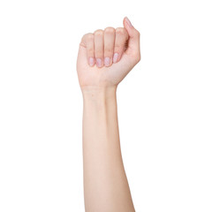 woman's hand on white background