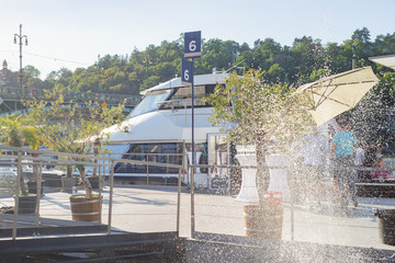 Prague boat cruise trip on river near Podolí and Vyšehrad