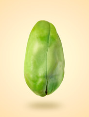 Peeled pistachio on colored background