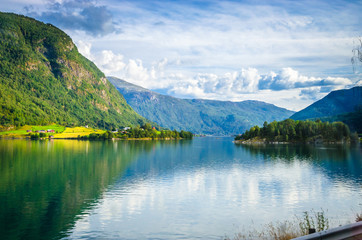 Naklejka na ściany i meble Panoramic view of Sognefjord, one of the most beautiful fjords in Norway