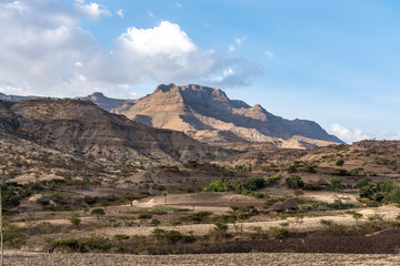 Landscape between Gheralta and Lalibela in Tigray, Ethiopia, Africa