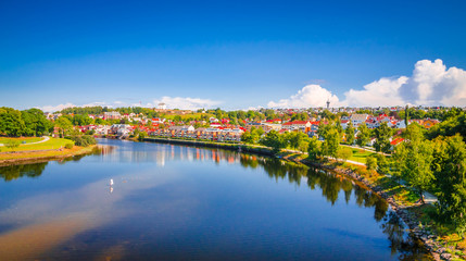 Fototapeta na wymiar Panoramic view of beautiful city Trondheim, Norway