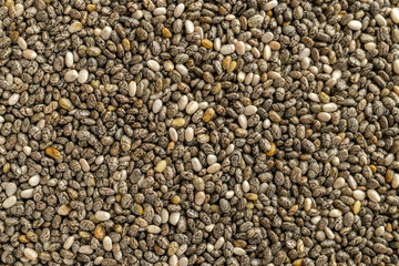 Organic chia seeds texture. Healthy Superfood. Healthy breakfast, vitamin snack, diet and healthy eating concept.