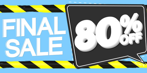 Final Sale 80% off, horizontal poster design template, discount web banner, end of season, vector illustration