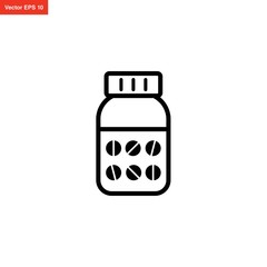 pill bottle medicine icon vector