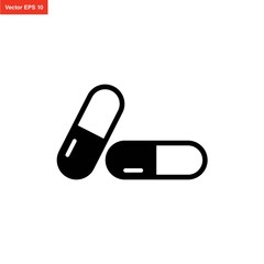 pill capsule medicine icon vector