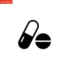 pill capsule medicine icon vector