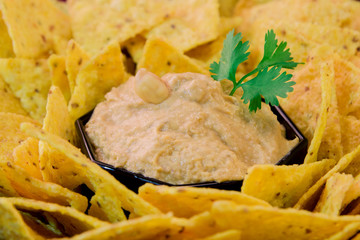 Sauce hummus with nachos