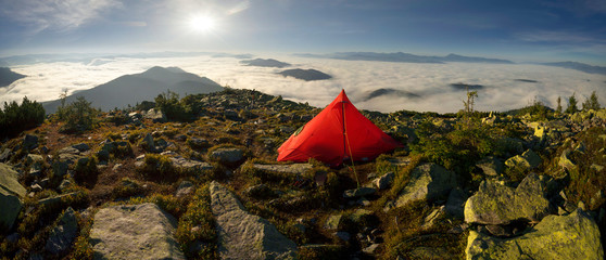 Red tent on top