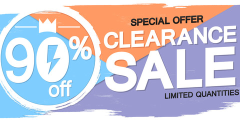 Fototapeta na wymiar Clearance Sale 50% off, horizontal poster design template, special offer, best discount web banner, vector illustration