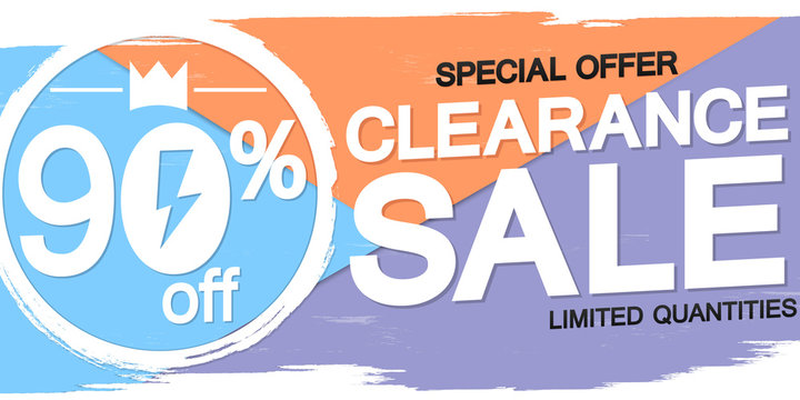 Clearance Sale 50% off, horizontal poster design template, special offer, best discount web banner, vector illustration