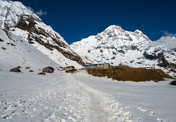 Fototapeta na wymiar Annapurna Base Camp, Teahouse Below Summit, Nepal